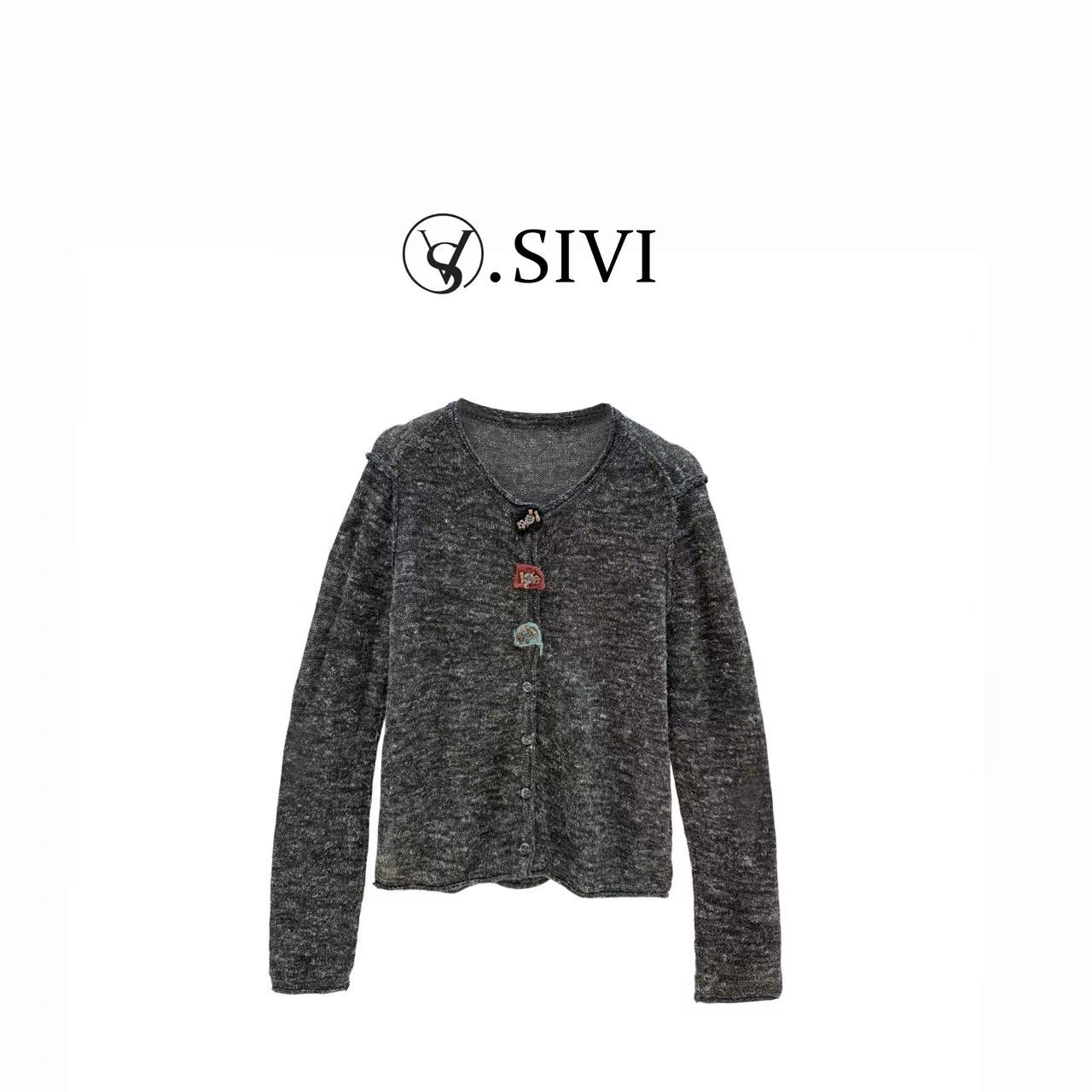 熙薇【潇湘烟雨】2025早秋新款时尚休闲百搭毛衣开衫H5001