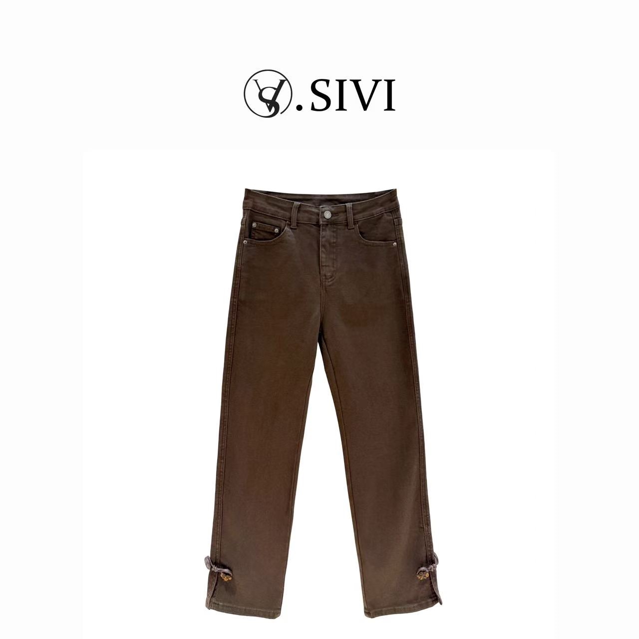 熙薇【楚水寒烟】2025秋季新款时尚高弹显腿细烟管裤H5679