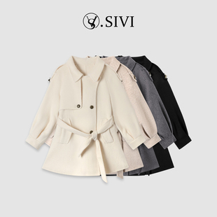 熙薇【北海微暖】秋冬季新款时尚气质休闲中长款大衣外套H5241