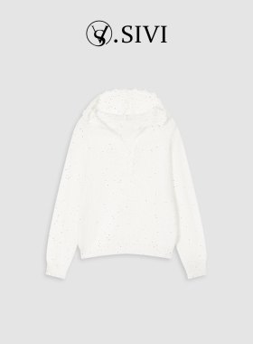 熙薇【春日约会】2026新款蕾丝花边连帽针织衫毛衣M2016