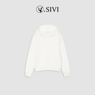 蕾丝花边连帽针织衫 2026新款 毛衣M2016 春日约会 熙薇