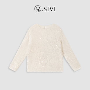 设计师亮片纱长袖 熙薇 新款 2025冬季 毛衣H7040 寄星者