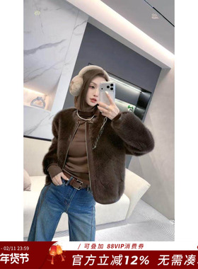熙薇【暖域甜筒】2025冬季新款时尚休闲柔软保暖毛绒外套H6412