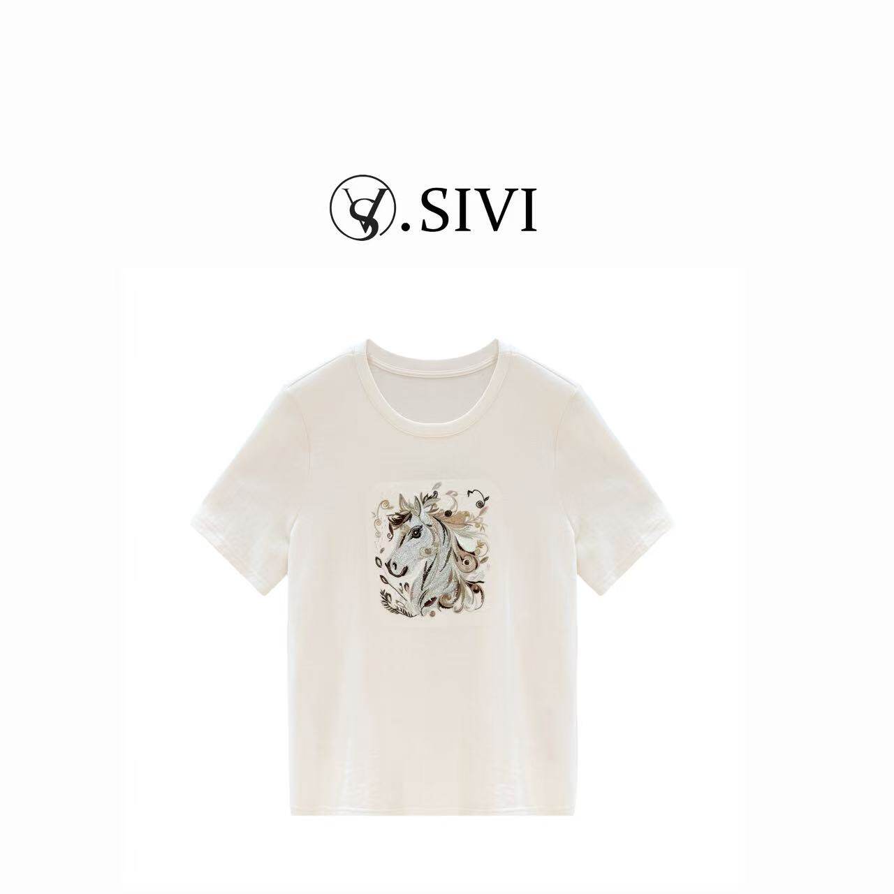 熙薇【马绣星河】2026新款气质时尚休闲修身短袖T恤M2026