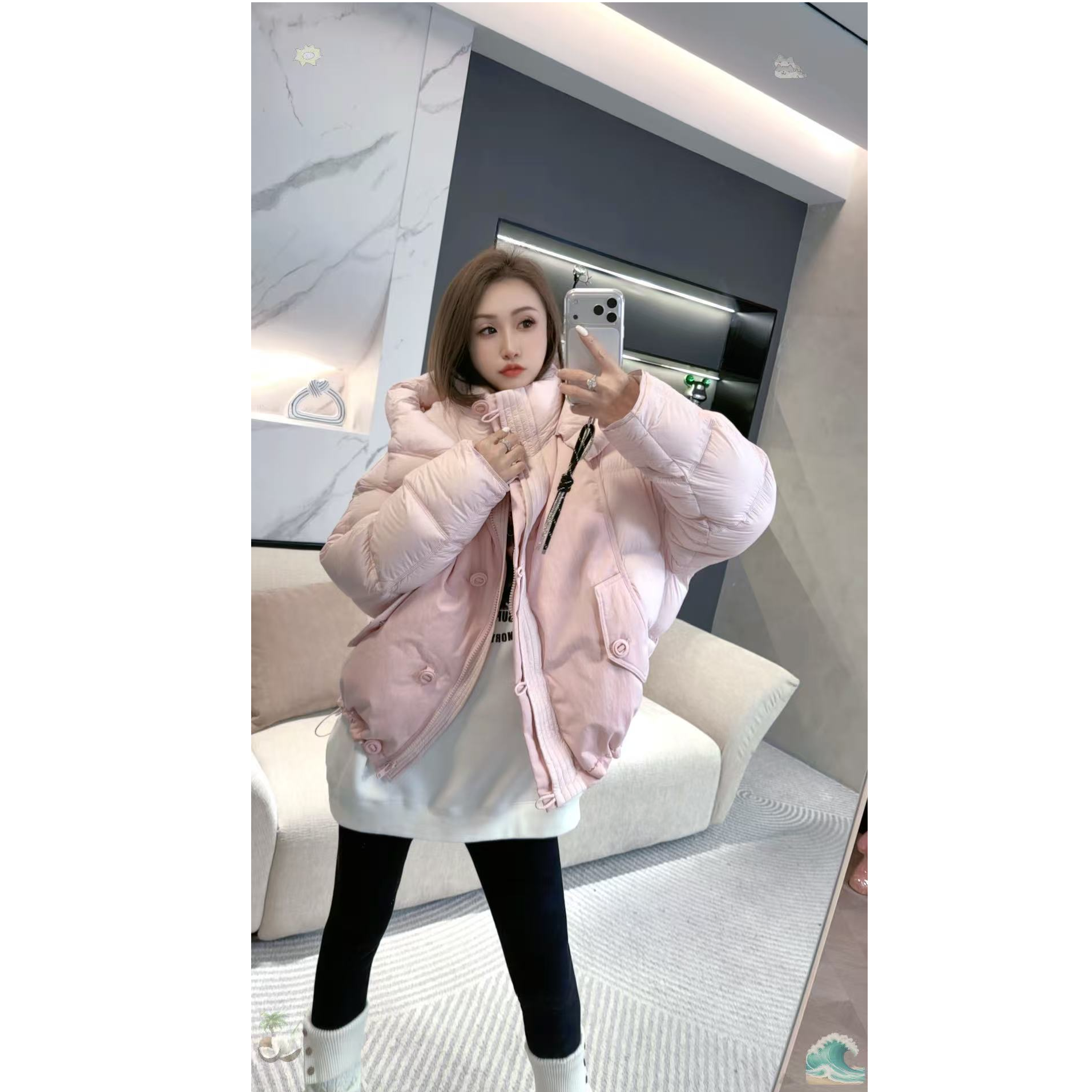 熙薇【无限玩家】2025秋冬新款时尚休闲连帽宽松羽绒服外套H6149