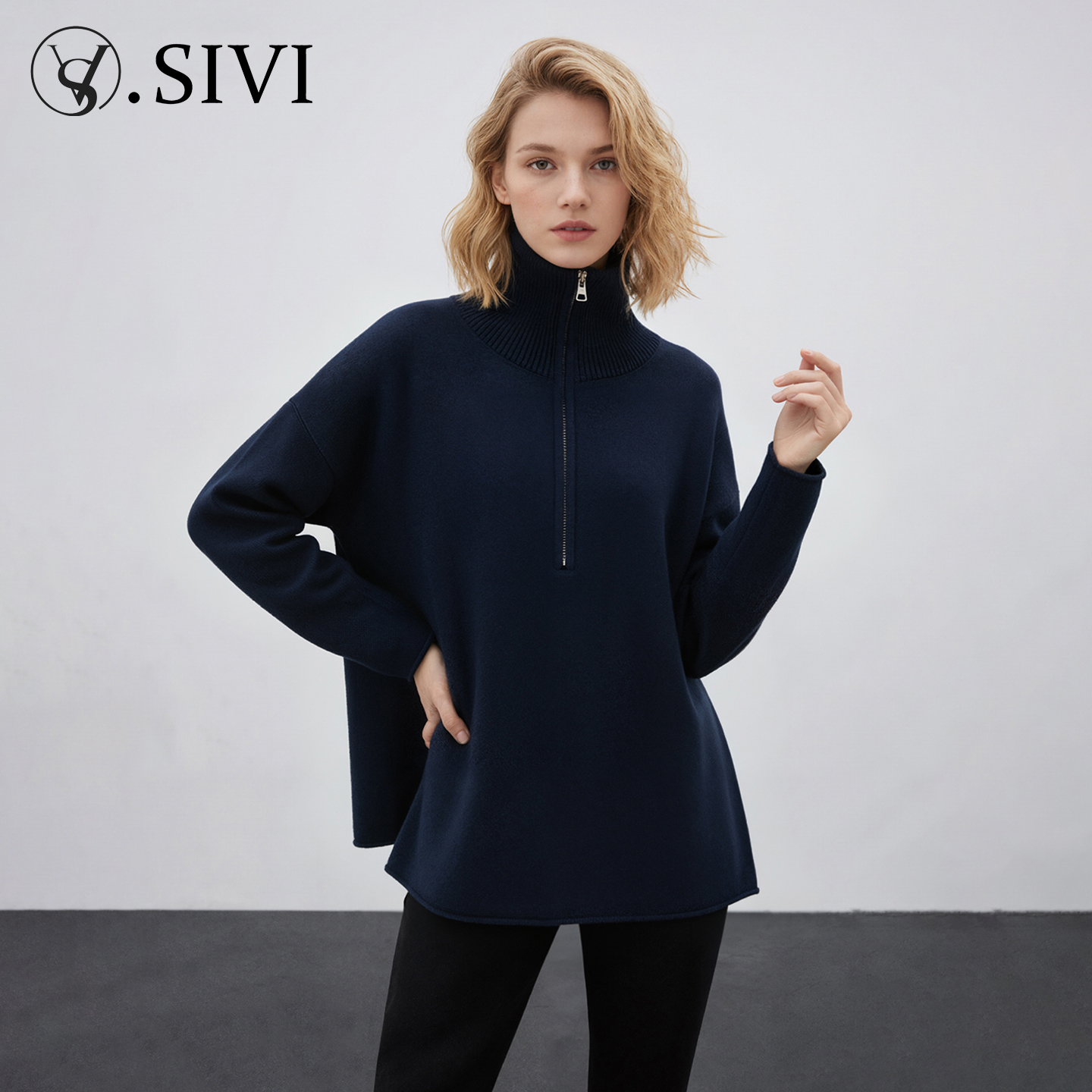 【熙薇SIVI】2025秋冬新款休闲时尚加厚立领大版羊毛衫H6059