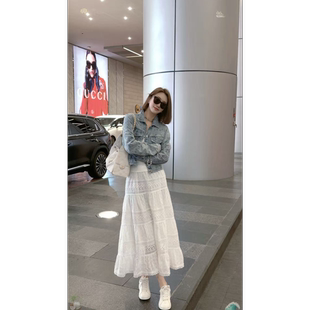 新款 2026春季 花边温柔风半身长裙M2121 白蕾镂韵 熙薇