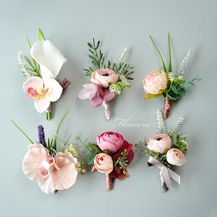 嘉宾仿真花新郎新娘结婚胸花森系婚礼家人全套定制伴郎伴娘手腕花