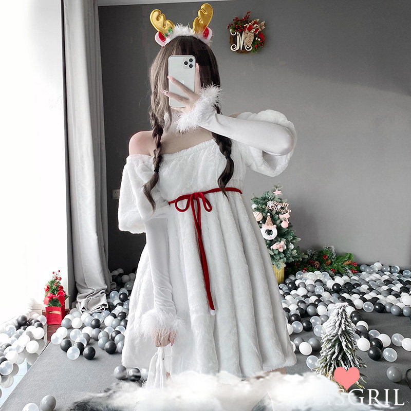 圣诞节日麋鹿可爱cos兔女郎雪人服装制服套装雪白新年派对圣诞装