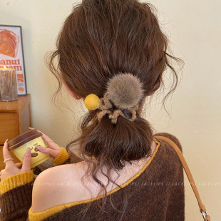 春日毛球电话线发圈女2026新款 扎丸子头发绳高级感不伤发头绳发饰