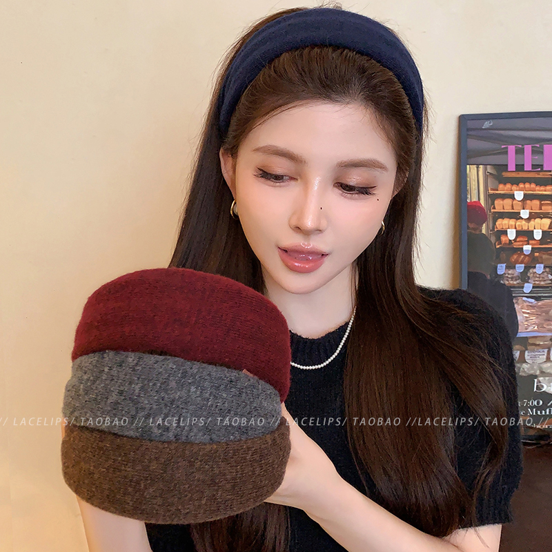 秋冬毛呢宽边发箍女2025新款