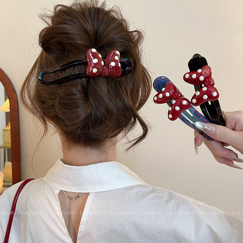 萌趣来袭！米妮波点蝴蝶结鸭嘴夹