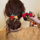 甜美草莓毛球电话线发圈女高级感扎头发绳高弹力头绳圣诞节发饰秋