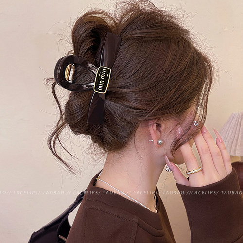 韩系字母蝴蝶结抓夹女高级感发夹