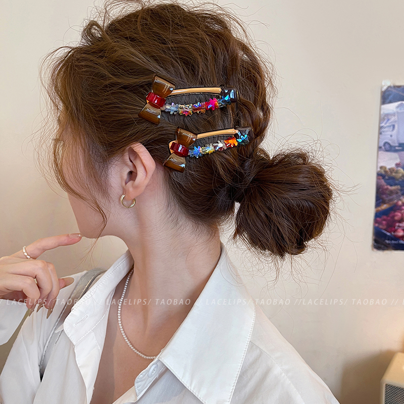 彩色水钻蝴蝶结发夹女2025新款