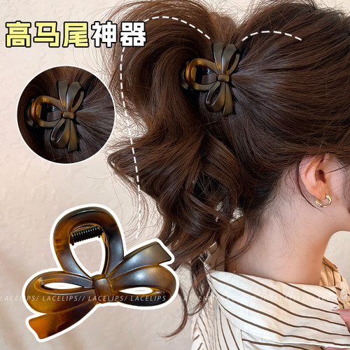 时尚蝴蝶结高马尾抓夹女2026新款