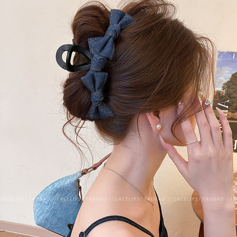 韩系百搭蝴蝶结鲨鱼夹抓夹女