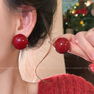 夸张显脸小珠珠耳钉女新年氛围感气质耳环2026新款爆款高级感耳饰