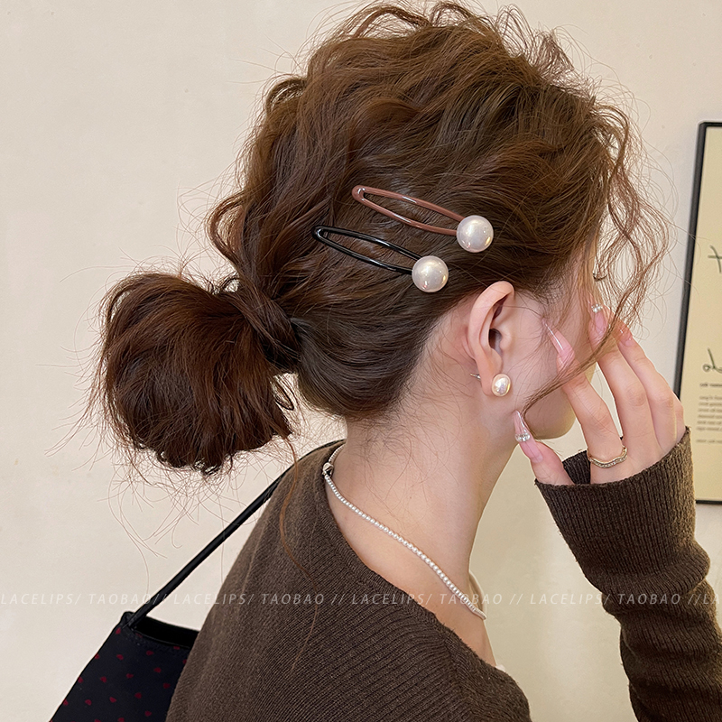 简约百搭珍珠发夹女2025新款