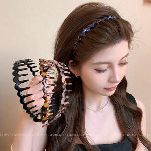 醋酸大波浪u型带齿发箍女高颅顶洗脸不勒头发卡反戴蓬松头箍头饰