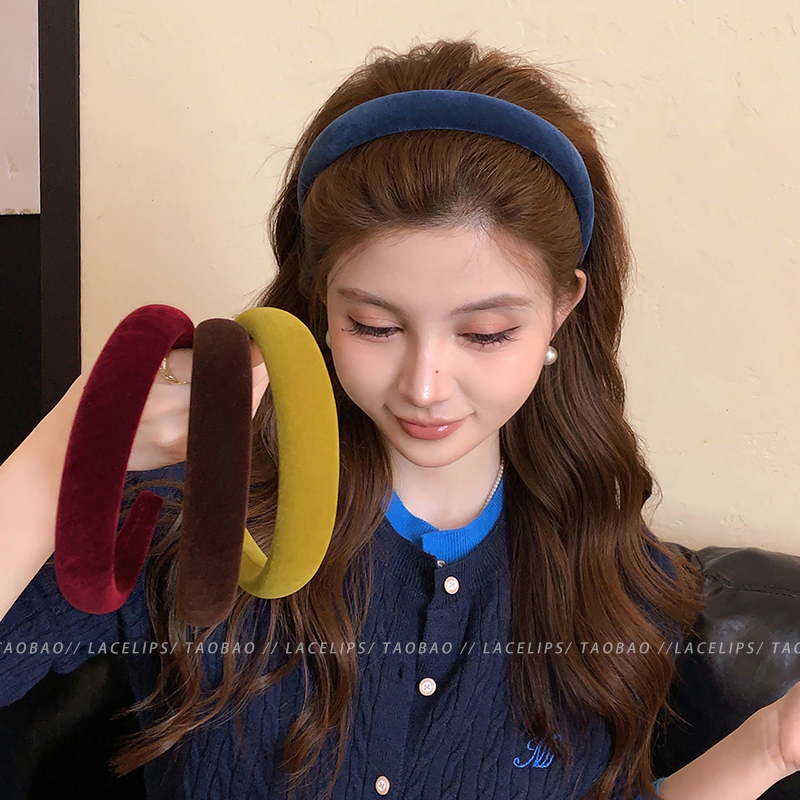 高级感丝绒高颅顶发箍女2025新款