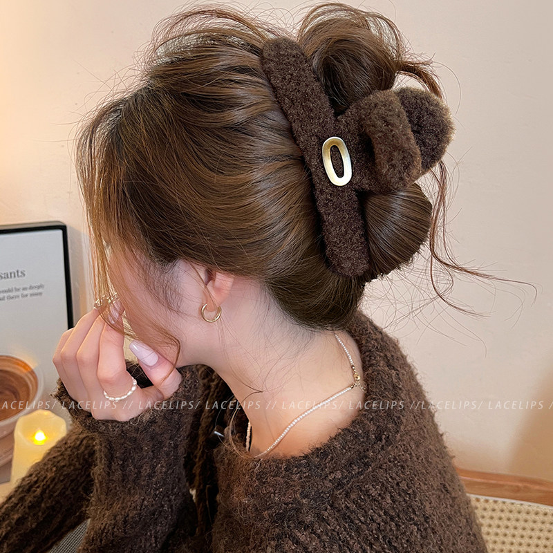气质金标毛绒头发抓夹女高级感冬日鲨鱼夹2026新款盘发夹大号发饰,饰品/流行首饰/时尚饰品新,发饰,淘宝优惠券,粉丝福利购,淘宝优惠卷