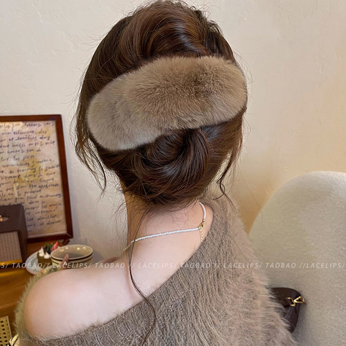 饱满后脑勺~獭兔毛盘发鸭嘴夹