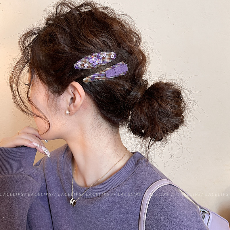 紫色小马蝴蝶结发夹女格纹边夹侧边发卡独特漂亮刘海夹子新款头饰,饰品/流行首饰/时尚饰品新,发饰,淘宝优惠券,粉丝福利购,淘宝优惠卷