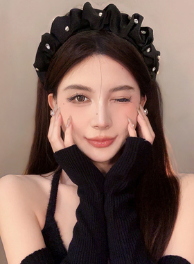 赵LU思同款发箍女春日高颅顶复古法式网红2025年新款黑色头箍发卡