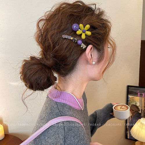 吸睛点缀~花朵圆珠字母发夹女