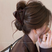 巧克力棕 头发抓夹鲨鱼夹女2026新款 高级感秋发夹后脑勺夹子发饰