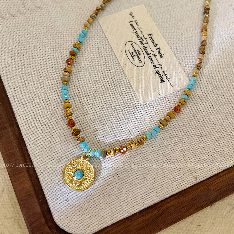 复古串珠吊坠项链女款2025新款