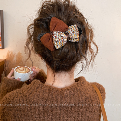 焦糖南瓜~蝴蝶结鸭嘴夹发夹女