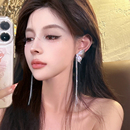 超仙ins 金属褶皱高级感流苏链条蝴蝶翅膀耳环精灵耳钉耳饰长耳坠