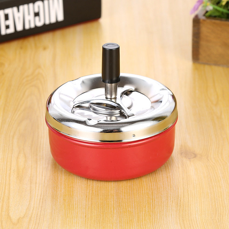 酒店家用不锈钢烟灰缸大号创意旋转烟盅圆形大号欧式办公室个性