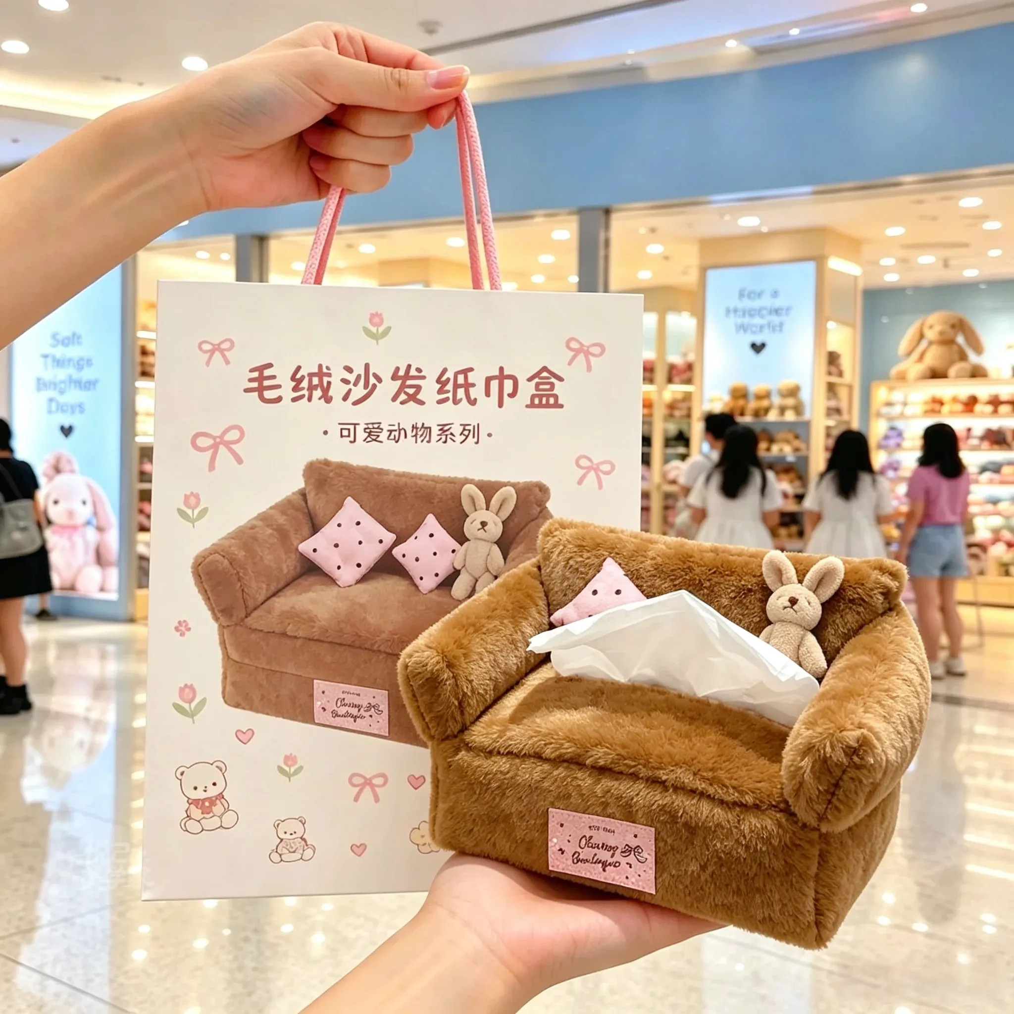 毛绒小兔沙发纸巾盒家用客厅抽纸盒创意桌面餐巾纸盒可爱卫生纸盒
