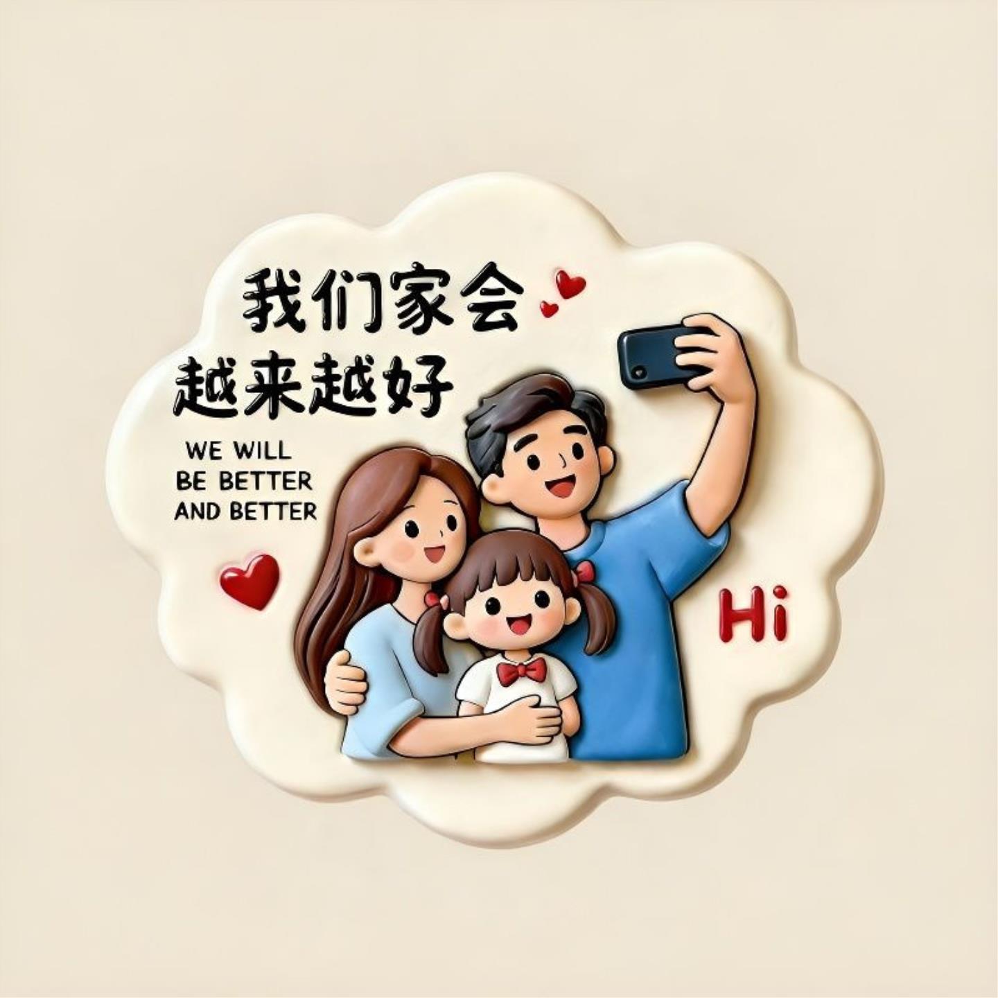 【一家人】树脂浮雕冰箱贴创意纪念品礼物个性装饰品贴磁贴磁吸式