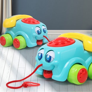 宝宝拉线电话车响铃玩具拨号电话车婴儿玩具礼物0-1-2-岁礼物