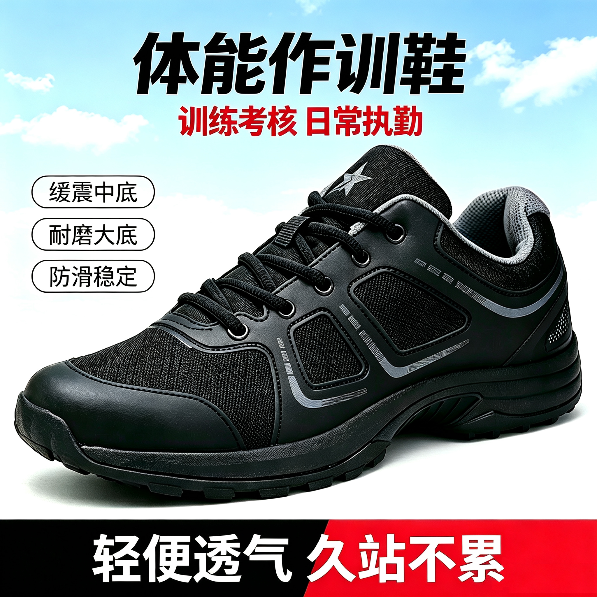 男士黑色透气防滑耐磨战术鞋