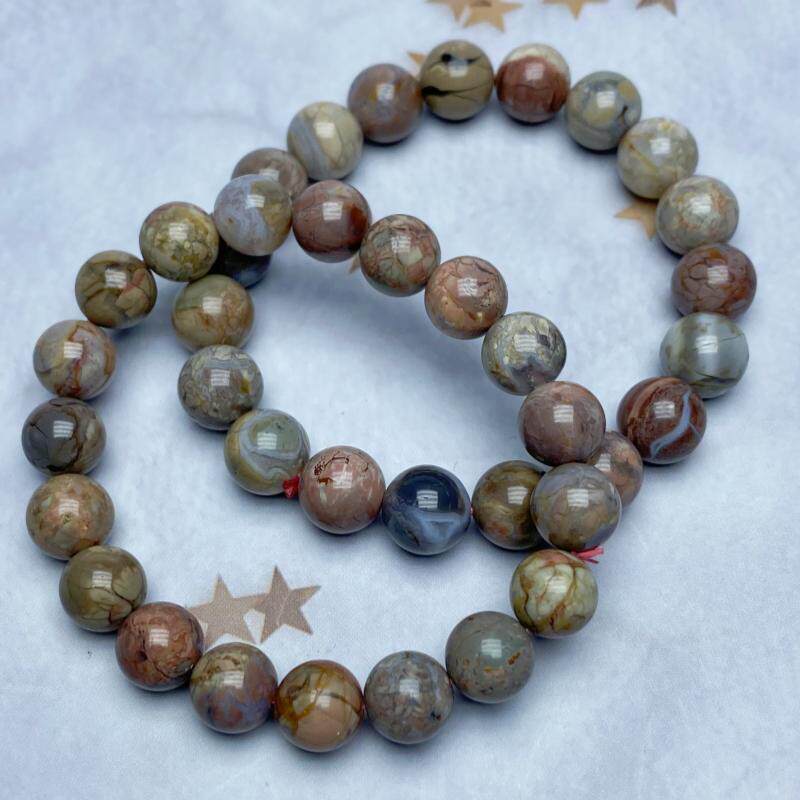 天然阿拉善玛瑙手串彩色爆裂纹水晶手链轻奢小众饰品戈壁玛瑙男女