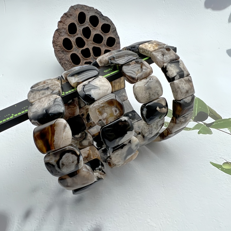 天然黑樱花玛瑙手排水晶饰品