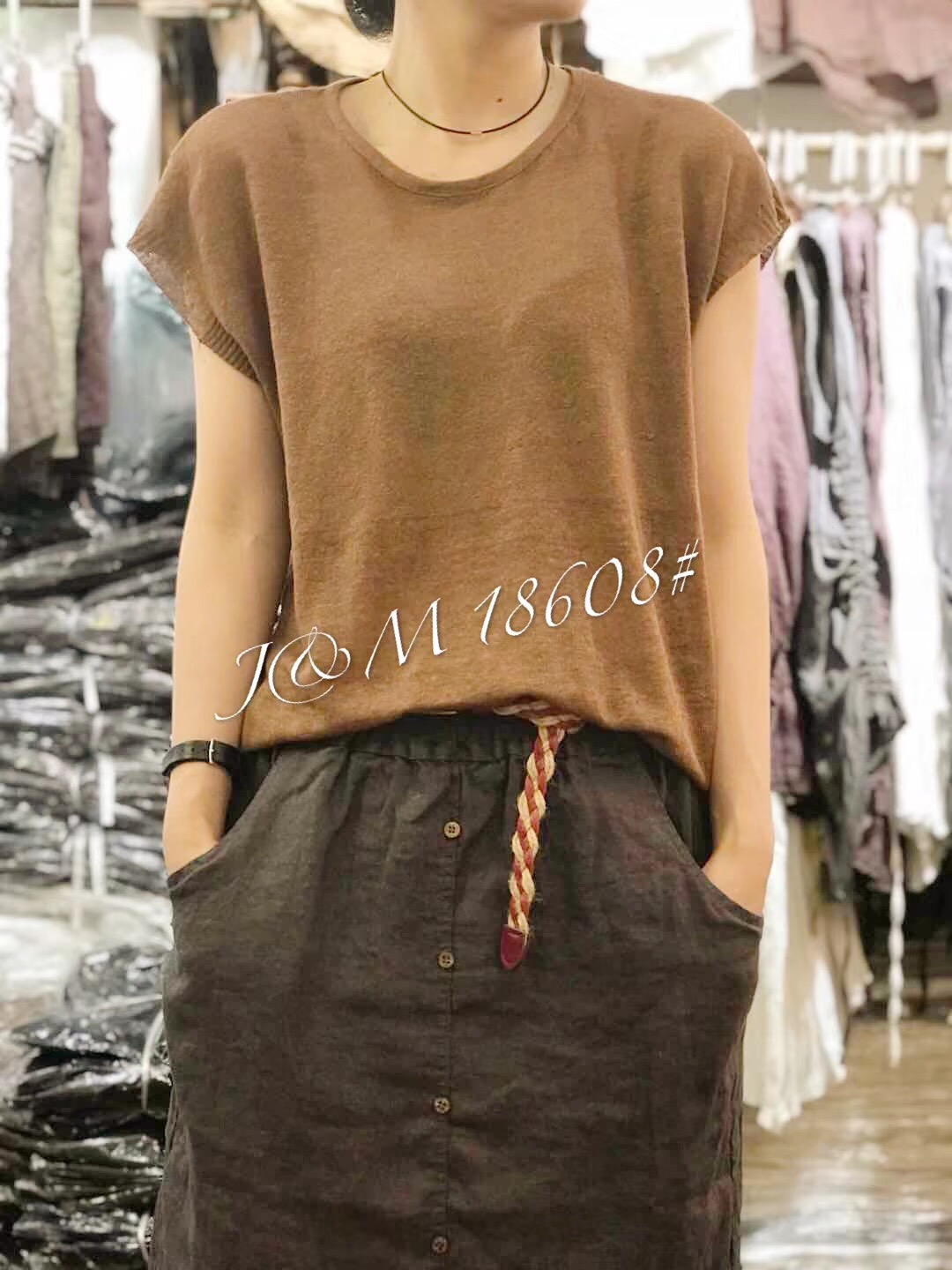Ïļ¾Ð¿î±ùË¿ÕëÖ¯ÑÇÂé¶ÌÐäÃÞÂé´òµ×ÉÀ¿íËÉÏÔÊݰٴ¿î±³ÐÄÅ®TÐô