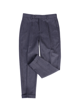 MUSLUN秋冬 修身版型 厚款羊毛九分西裤92.5%羊毛 深灰色