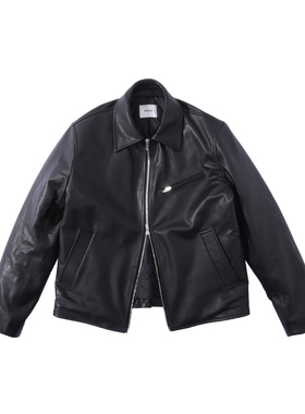 MUSLUN新款胎牛皮加厚加棉皮衣夹克外套进口excella拉链