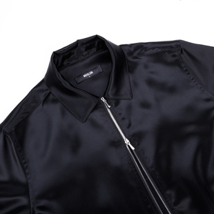 型 宽松版 MUSLUN缪伦设计师品牌凉感醋酸拉链翻领长袖 衬衣