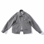 MUSLUN2025秋冬新款 10%羊绒90%羊毛短顺毛呢夹克灰色拉链外套合体