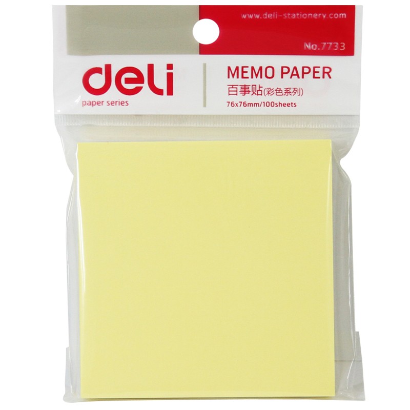 得力7733便利贴76*76mm粘贴便签纸备忘留言告示贴记事便条