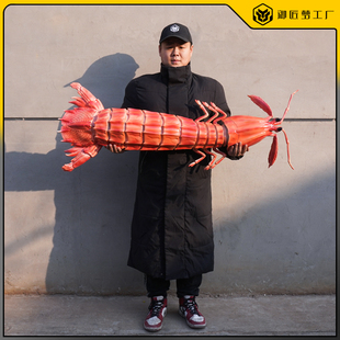 饰摆件玻璃钢雕塑定制 大型皮皮虾雕塑仿真皮皮虾模型海鲜店美陈装