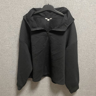 子套装 欧美时尚 卫衣裤 慵懒风华夫格休闲黑色连帽卫衣长袖 秋冬季