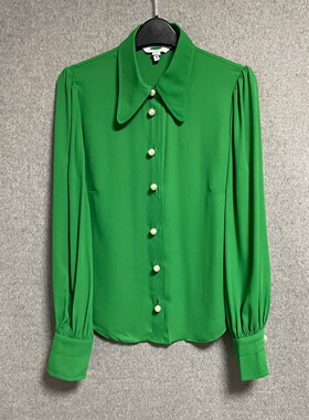 欧美时尚法式轻熟优雅风珍珠扣长袖粘纤衬衫女百搭通勤显瘦上衣